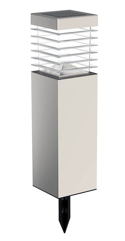 Baliza Solar Luz Fría Inox + Difusor Plástico 47cm Galix
