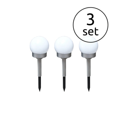 Pack 3 Estacas Esfera Solar Plástico 35x10cm IP44 Globo Lighting | Suministros Figmar