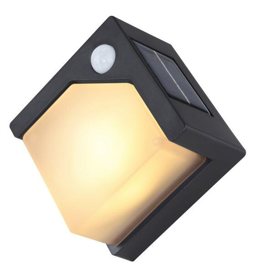 36480 APLIQUE SOLAR LED C/SENSOR NEGRO 3000K IP44 GLOBO