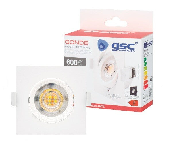 200400020 ARO LED EMPOTRABLE CUADRADO BLANCO GONDE 7W 3000-4000-6500K GSC