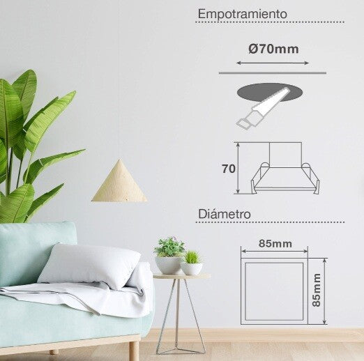 200400020 ARO LED EMPOTRABLE CUADRADO BLANCO GONDE 7W 3000-4000-6500K GSC