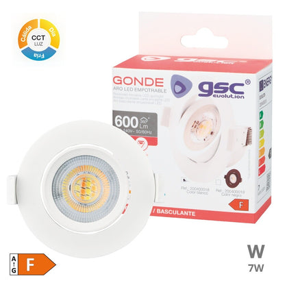 200400018 ARO LED REDONDO EMPOTRABLE BLANCO 7W 3000-4000-6500K GONDE GSC