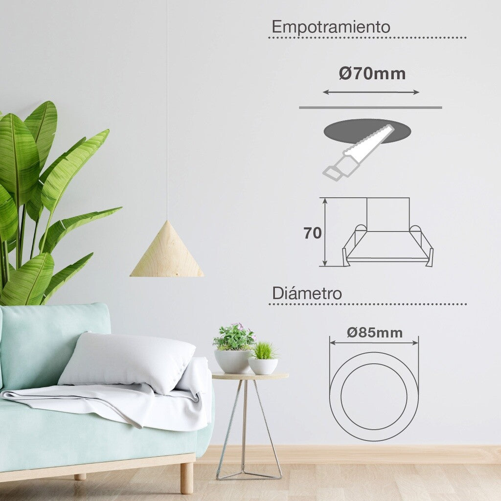 200400018 ARO LED REDONDO EMPOTRABLE BLANCO 7W 3000-4000-6500K GONDE GSC