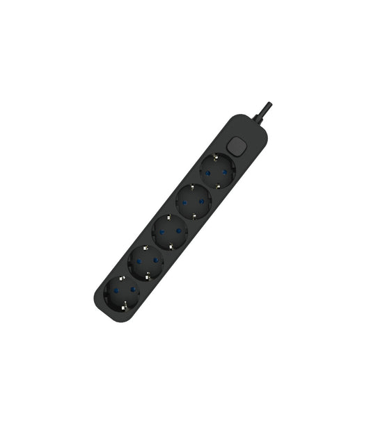 1001713-N MEHRFACHSTECKDOSENLEISTE 5-FACH M. SCHALTER, 1,5m KABEL, SCHWARZ EB