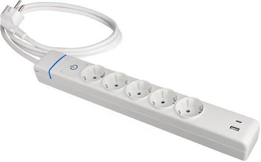 51ILAC BASE MULTIPLE 5T C/CABLE C/INTER 1,5mts USBA+USBC PROTECC SOBRETENSION ION SOLERA
