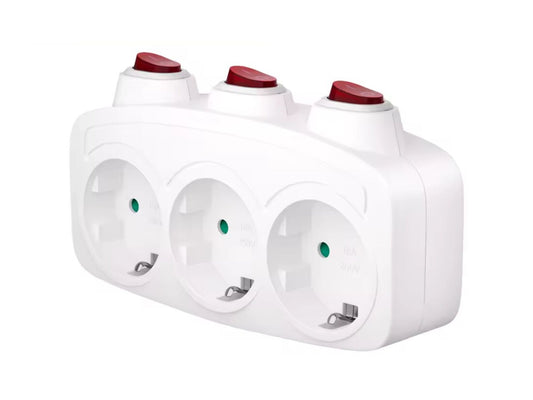 040315 DREIFACH-STECKDOSENADAPTER MIT DREIFACHSCHALTER B&B