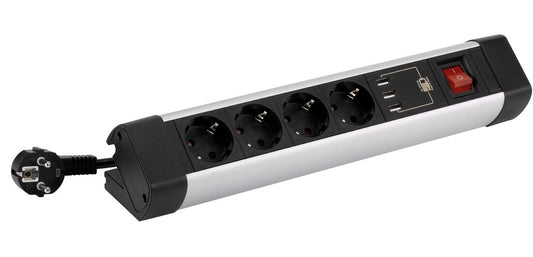BM526402 BASE ALUMINIO CON FIJACION 4T + 3 USB C/CABLE 1,5m C/INTER SIMON