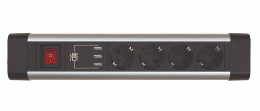 BM526401 BASE ALUMINIO ROTATIVA CON FIJACION 4T + 3 USB C/CABLE 1,5m C/INTER SIMON