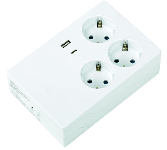 BM513301 BASE MULTIPLICADORA DE TOMAS 3T + 2 USB BLANCA MULTIFIX SIMON