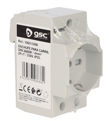 106515006 BASE ENCHUFE SCHUKO PARA CARRIL DIn GSC