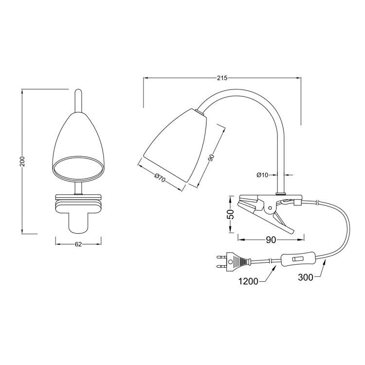 202620131 FLEXO DE PINZA WANDA 1xGU10 BLANCO TRIO