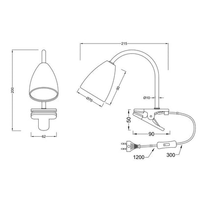 202620131 FLEXO DE PINZA WANDA 1xGU10 BLANCO TRIO