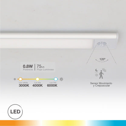 203000011 LUZ DE ARMARIO 1,5W CCT C/SENSOR MOVIMIENTO Y CREPUSCULAR GSC