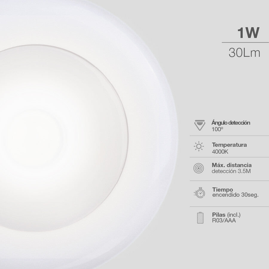 203000013 LUZ DE ARMARIO LED 1W 4000K C/SENSOR MOVIMIENTO KISANG GSC