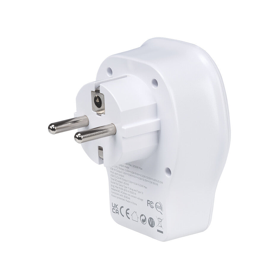 CL410103 ADAPTADOR UNIVERSAL DE VIAJE PARA EUROPA USB A+2 USB C 20W SIMON