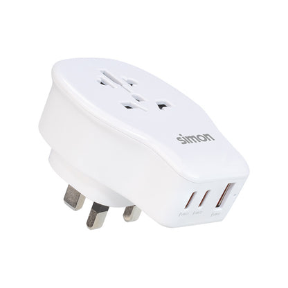 CL410106 ADAPTADOR UNIVERSAL DE VIAJE PARA REINO UNIDO USB A+2 USB C 20W SIMON
