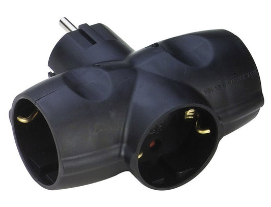CL118314 TRIPLE SCHUKO BIPOLAR ADAPTER TT BLACK 16A 250V SIMON
