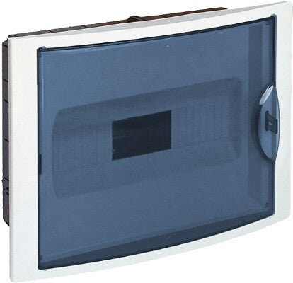 5012PF FLUSH-MOUNT ENCLOSURE 14-MODULE WHITE FRAME AND SMOKED DOOR 320x233x75mm. ARELOS SOLERA