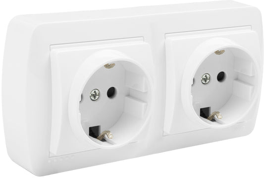 MUR66U SCHUKO DOPPELSTECKDOSE 2P+T WEISS SERIE MURAL