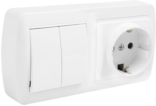 MUR36U BASE SCHUKO + DOBLE CONMUTADOR SERIE MURAL