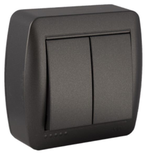 MUR12NGU DOBLE CONMUTADOR DE SUPERFICIE GRAFITO SERIE MURAL SOLERA