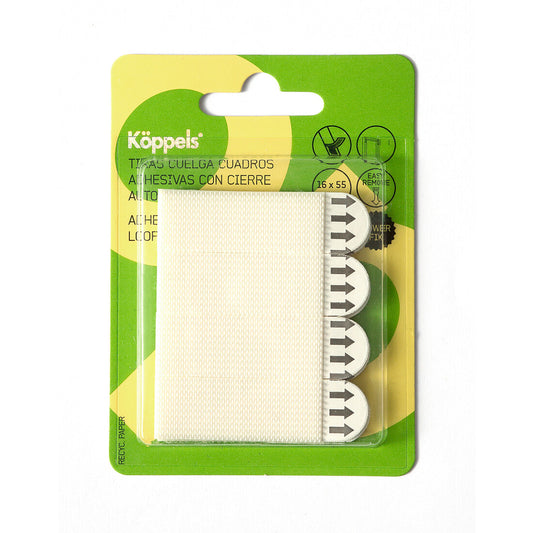 D1007B BL 4ud TIRA CUELGA CUADROS ADHESIVA C/VELCRO KOPPELS