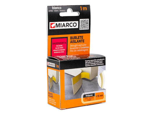 10745 TÜRLEISTE UNTEN FLEXIBLES PVC-SCHAUM WEISS 1m MIARCO