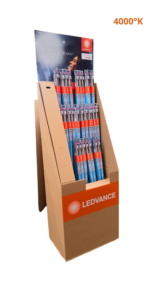 EXPOSITOR 112uds (24+64+24) TUBO LED 4000K (60-120-150cm) LEDVANCE
