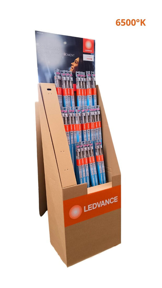 EXPOSITOR 112uds (24+64+24) TUBO LED 6500K (60-120-150cm) LEDVANCE
