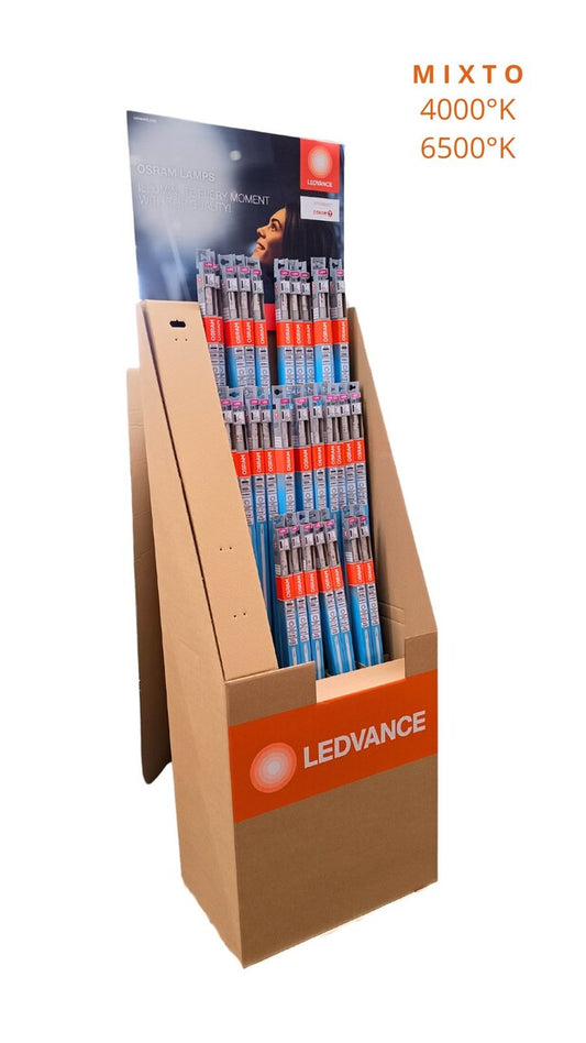 EXPOSITOR 112uds (24+64+24) TUBO LED 4000-6500K (60-120-150cm) LEDVANCE