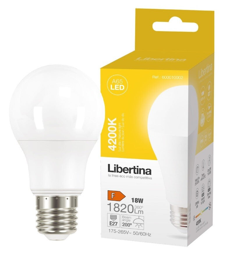 600010002 LAMPARA STANDARD LED E27 18W 4200K LIBERTINA