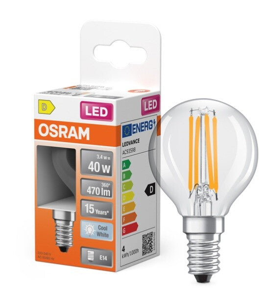 468339 LAMPARA ESFERICA LED 3,4W E14 4000K OSRAM