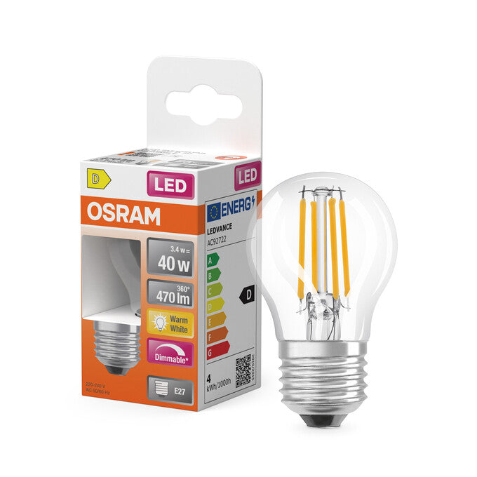 443947 LAMPARA ESFERICA FIL LED REGULABLE E27 3,4W 2700K RETROFIT OSRAM