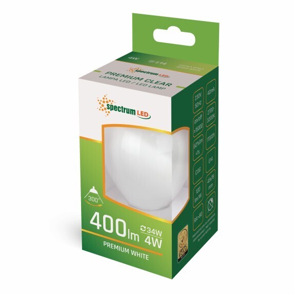 WOJ+14336 LAMPARA ESFERICA LED MATE CRISTAL 4W E14 4000K SPECTRUM