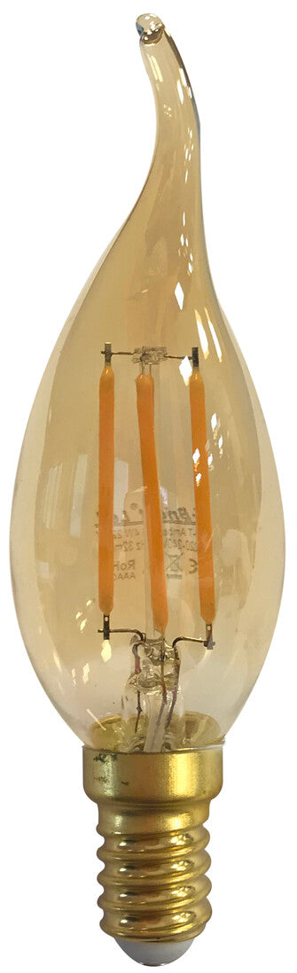 2601984 LED-GOLD-KERZENLAMPE MIT GLÜHFADEN, SPITZ, 4W