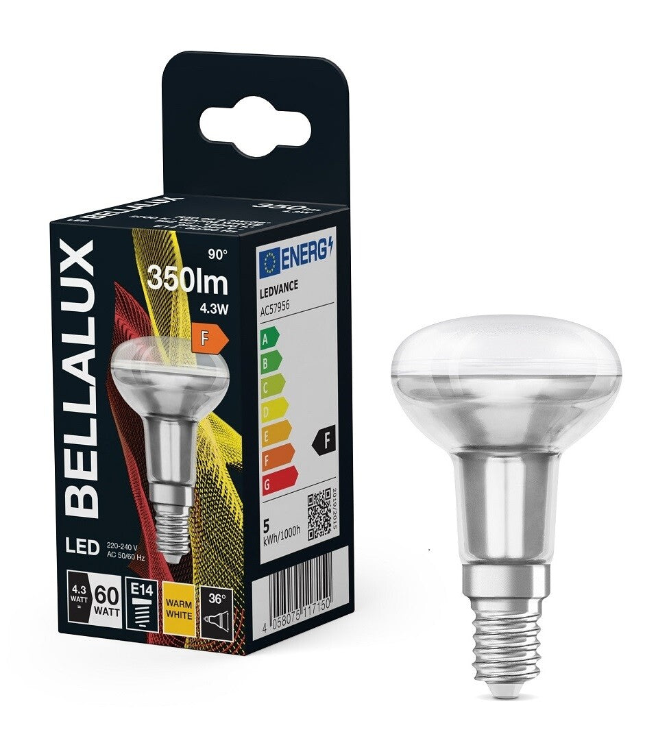 117150 LAMPARA R50 LED E14 4,3W 2700K 36° BELLALUX