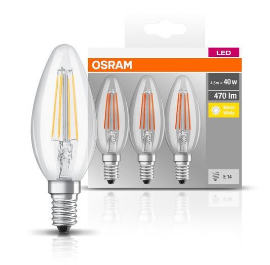 819313 3u LAMPARA VELA FIL LED E14 4W 2700K BASE OSRAM