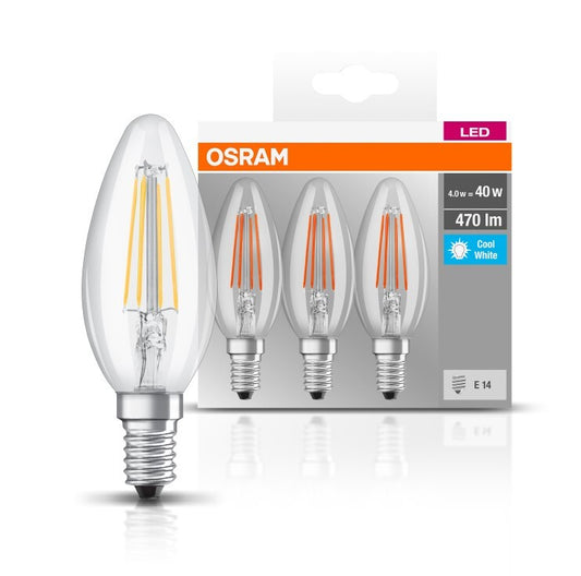 819719 3u LAMPARA VELA FIL LED E14 4W 4000K BASE OSRAM