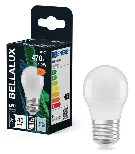 317897 LAMPARA ESFERICA LED E27 4,9W 6500K BELLALUX