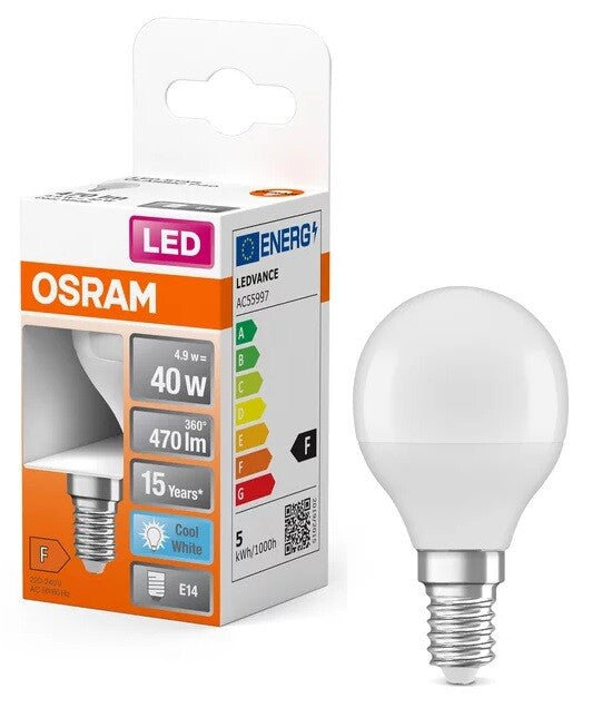 430815 LAMPARA ESFERICA LED E14 5,5W 4000K STAR OSRAM