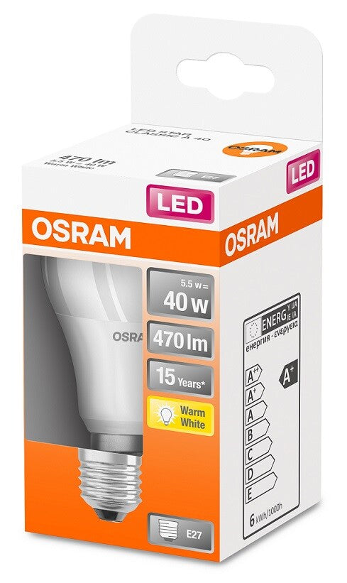 127319  STANDARD-LED-LAMPE E27 5,5W 2700K STAR OSRAM