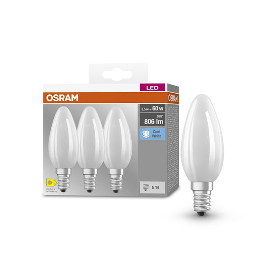 592575 3u LAMPARA VELA FIL LED MATE E14 5,5W 4000K BASE OSRAM