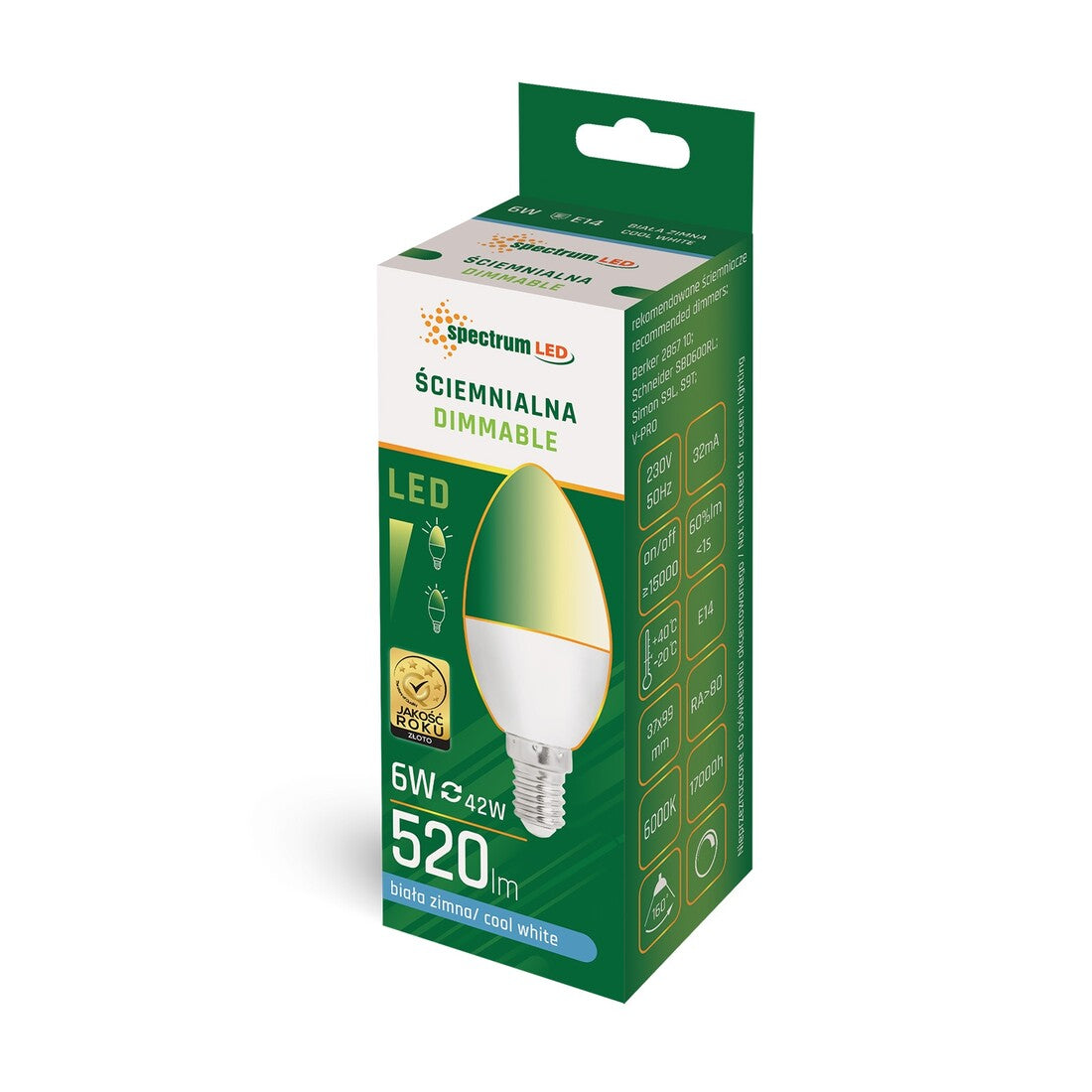 WOJ14383 LAMPARA VELA LED REGULABLE 6W 6000K SPECTRUM