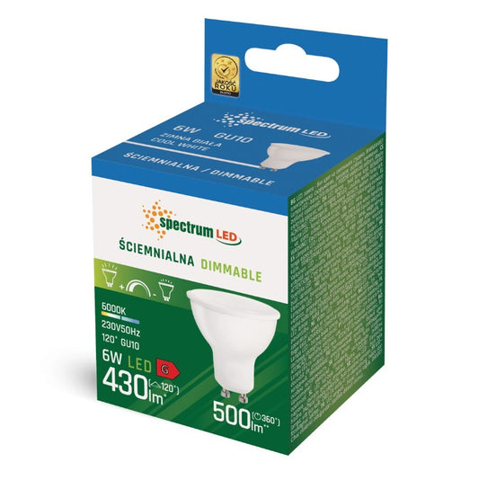 WOJ+14386 LED-LAMPE GU10 6W 6000K 500Lm 120º DIMMBAR SPECTRUM