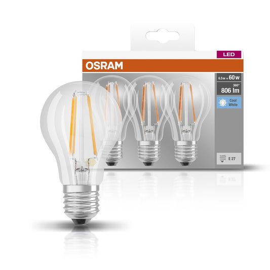 819535 3 Stück LAMPE STANDARD FIL LED E27 6,5W 4000K SOCKEL OSRAM