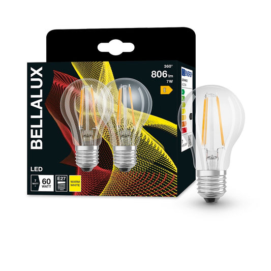 164857 2u LAMPARA STANDARD FIL LED E27 6,5W 2700K BELLALUX