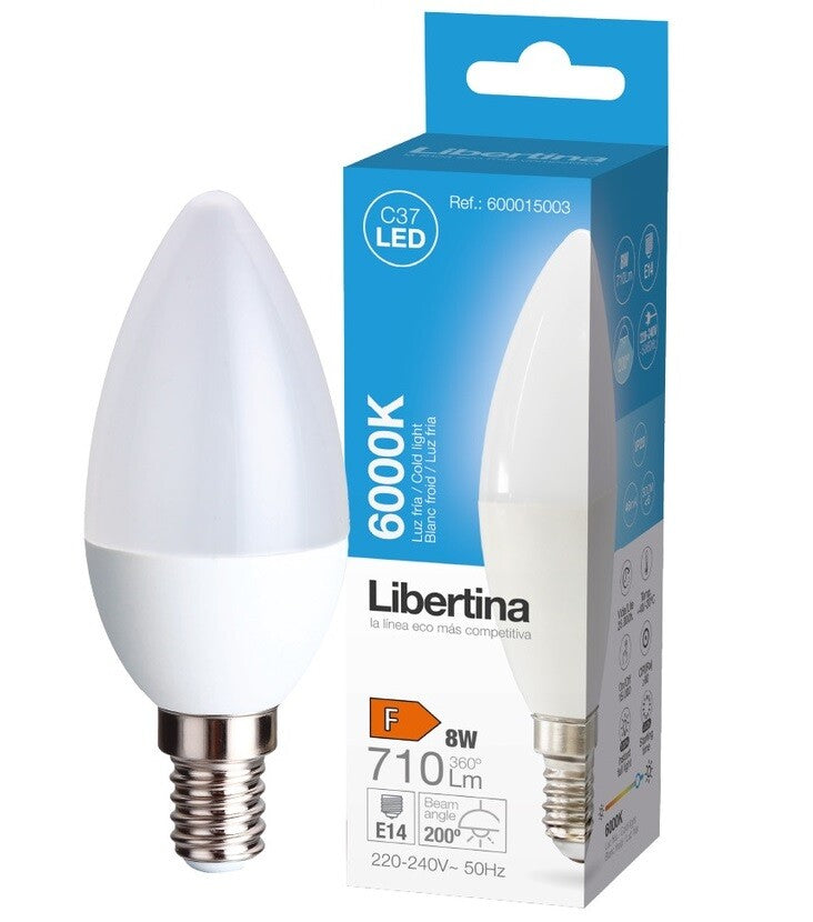 600015003 LED-KERZENLAMPE E14 8W 6000K LIBERTINA