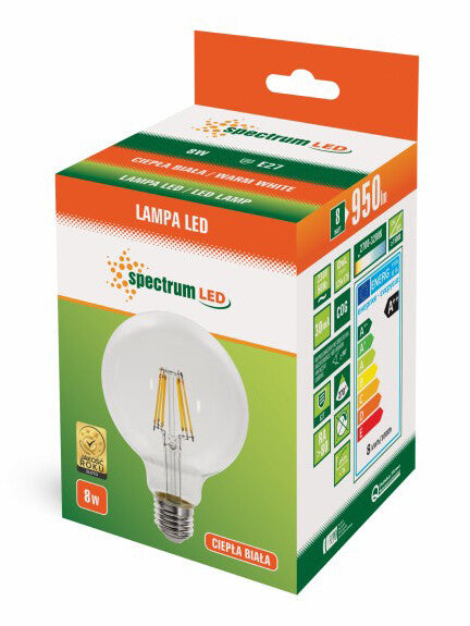 WOJ13868 LED-GLOBELAMPE GLAS 8W 2700K 125mm
