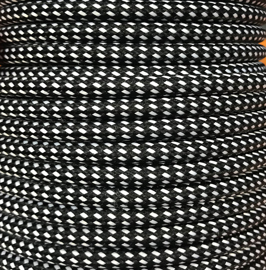 CIR62CM13/01 25 MTS CABLE TEXTIL DUERO NEGRO/BLANC