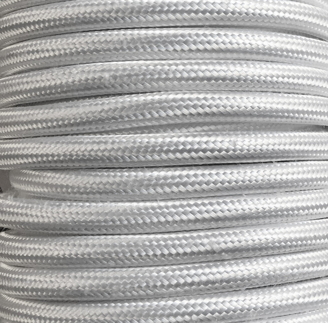 CIR62CTS73 5 MTS CABLE TEXTIL LISO BLANCO  BRILLO